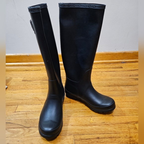 Scotch of Holland Black Rubber Knee High Slip In Chore Farm Rain Boots 7 - Picture 1 of 10